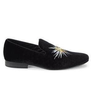 Steve Madden Black and Gold Velvet Loafers